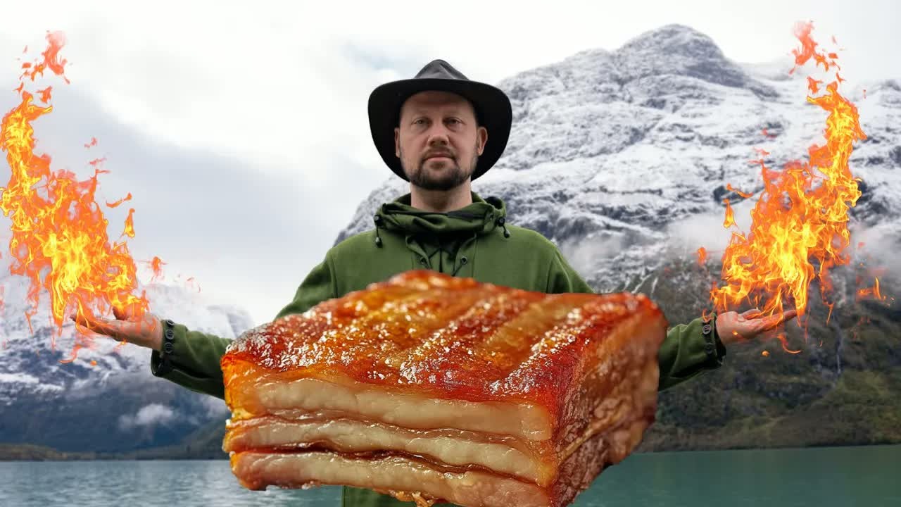 He cooks pork like a Neanderthal - and gets an insanely crispy result