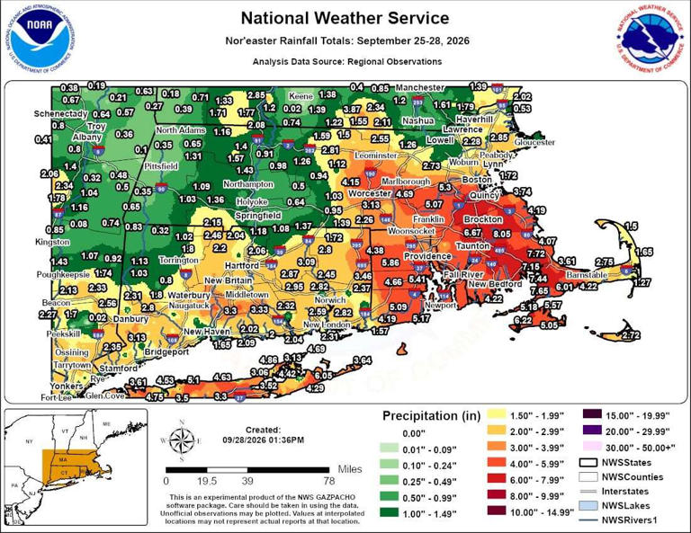 Nor’easter dumps up to 8 inches of rain across Massachusetts