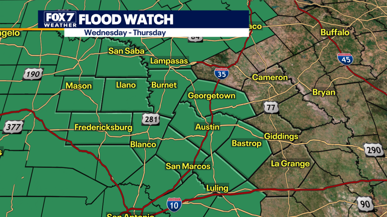 Austin weather: Flood watch as downpours and storms expected