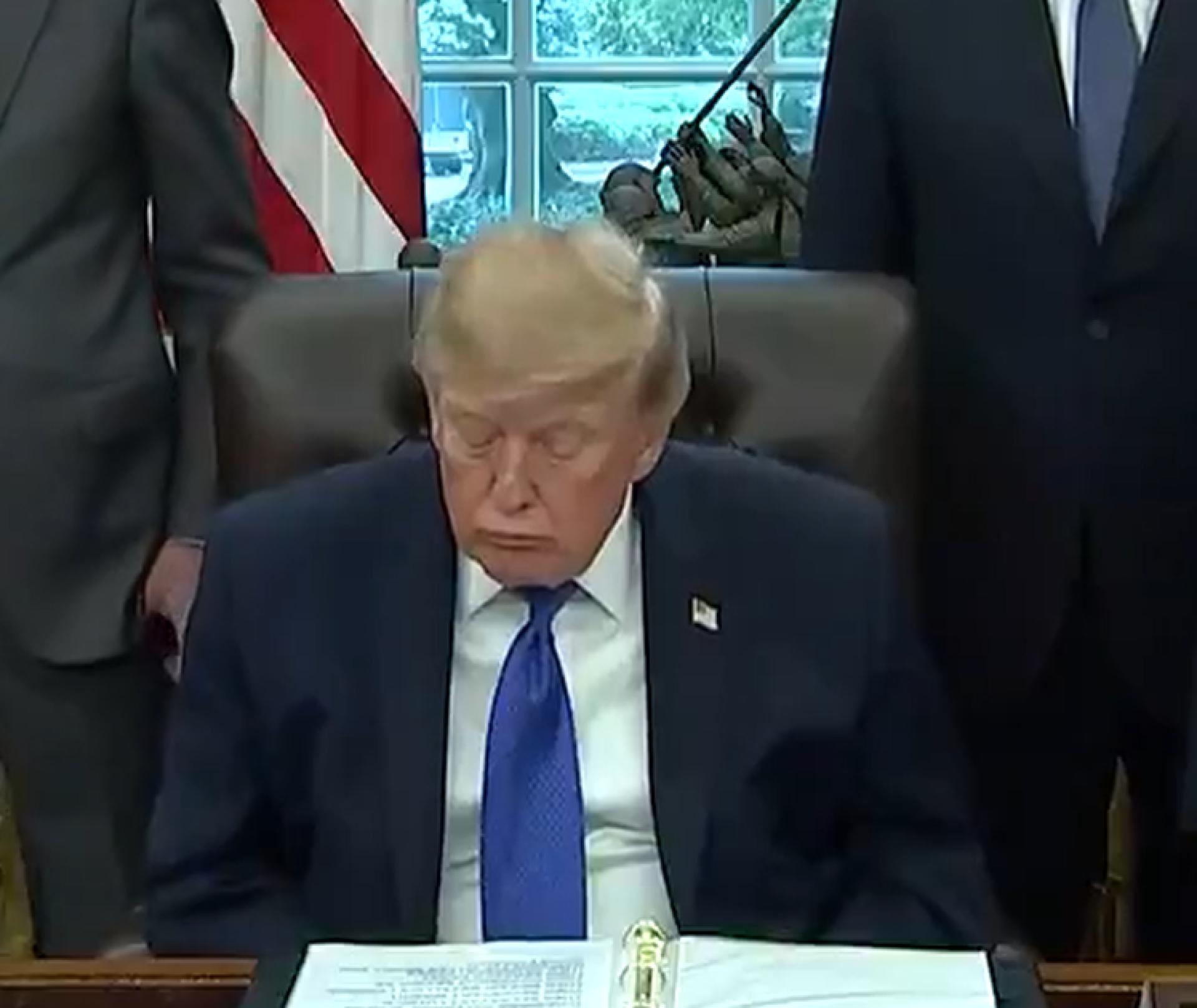 Donald Trump appears to doze off on camera during White House event
