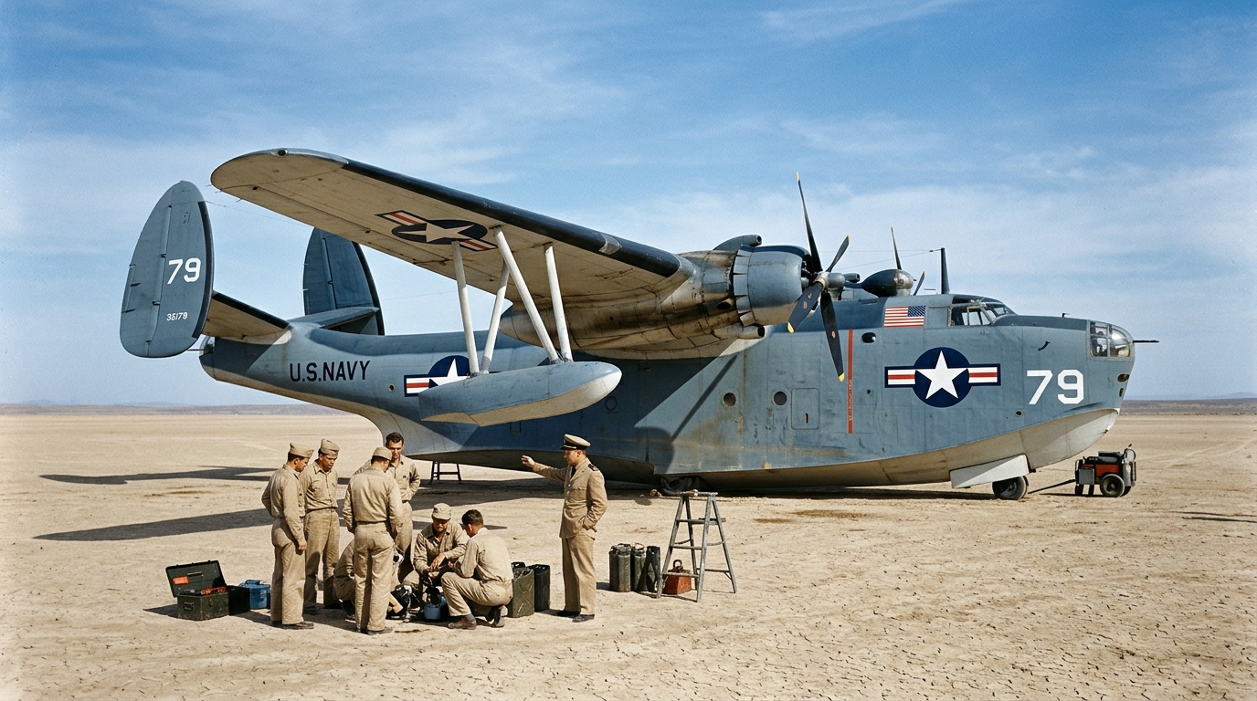 1944: The PBM Mariner that landed on Wilcox Dry Lake and took off again