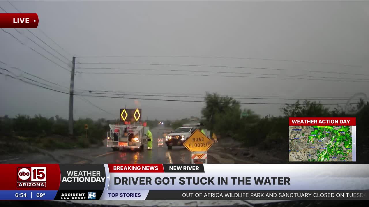 Driver stuck in water near Irvine Road
