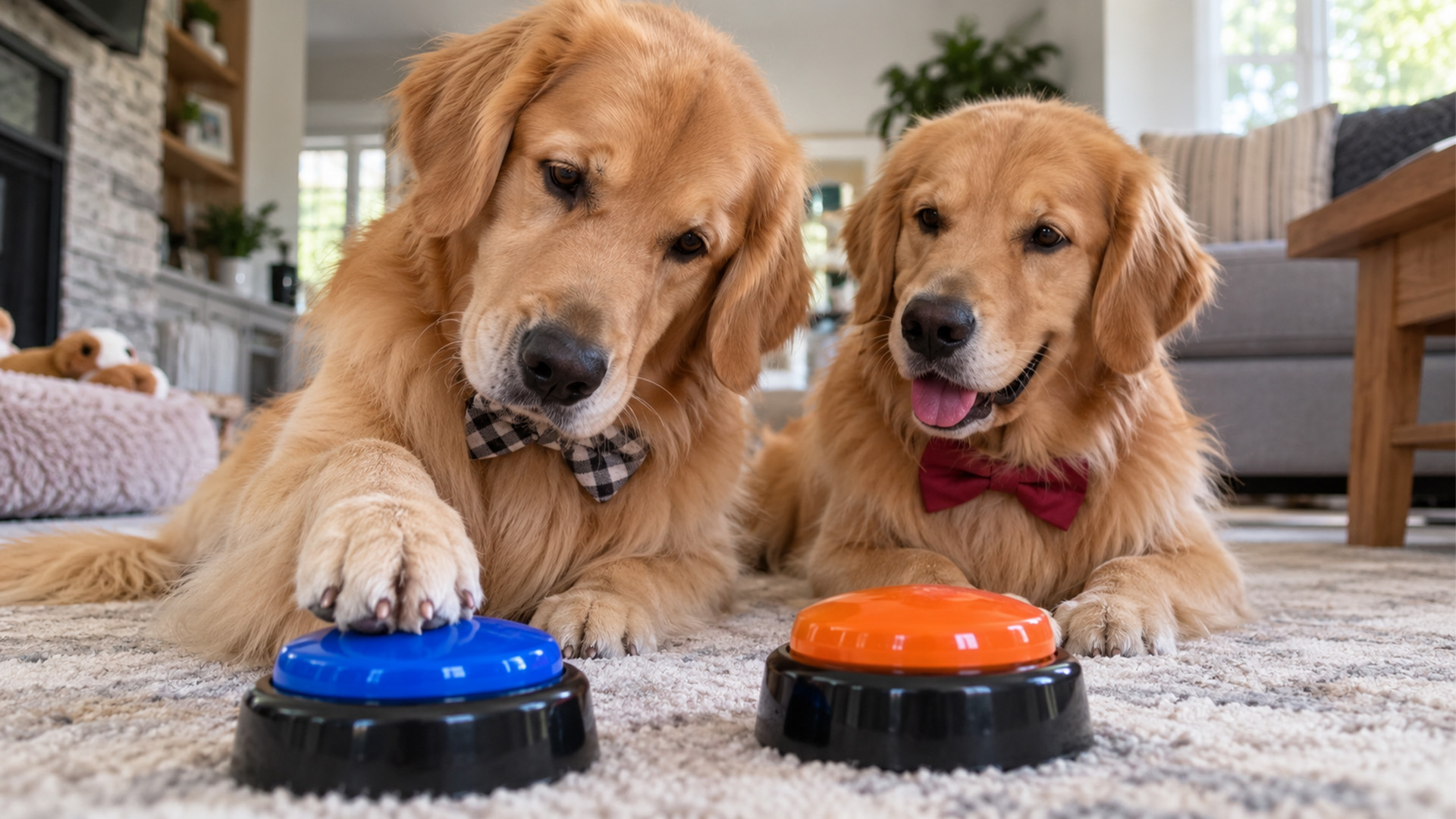 Golden retrievers press the answer buttons
