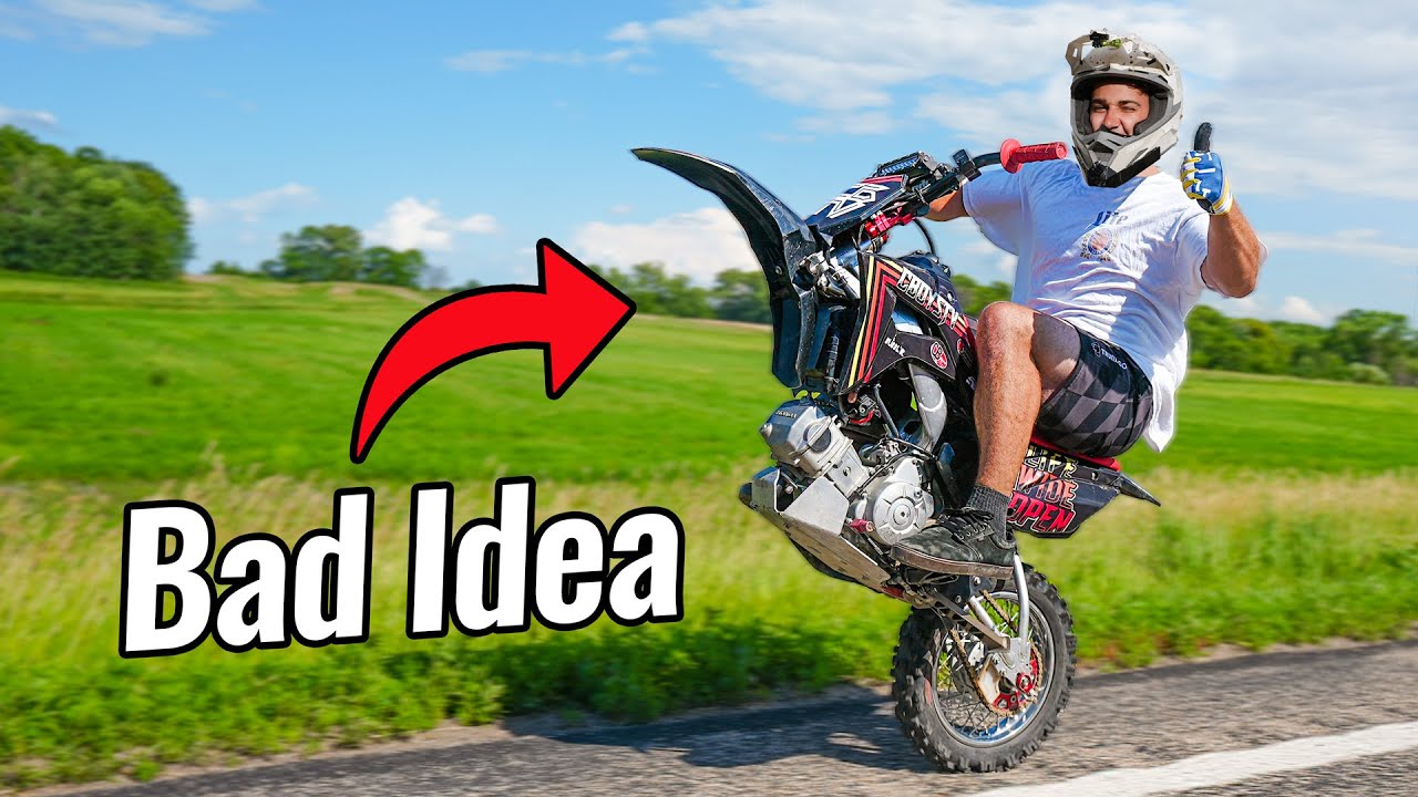Riding dirt bike with no front wheel!