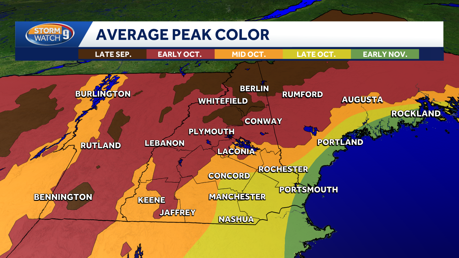 New Hampshire foliage map: Northern areas near peak, colors in south ...