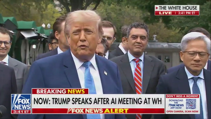 Trump cuts off female reporter to rant about 'renaming' AI