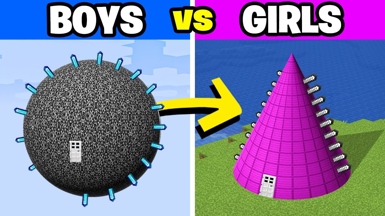Girls vs boys illegal base in Minecraft