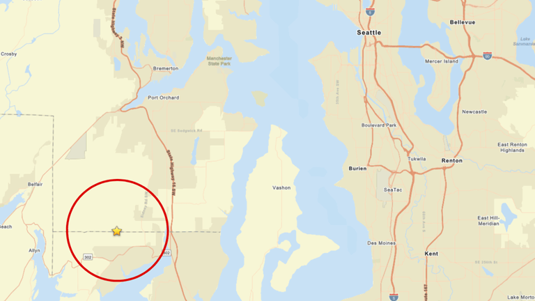 Magnitude 4.2 quake hits Puget Sound area centered west-northwest of ...