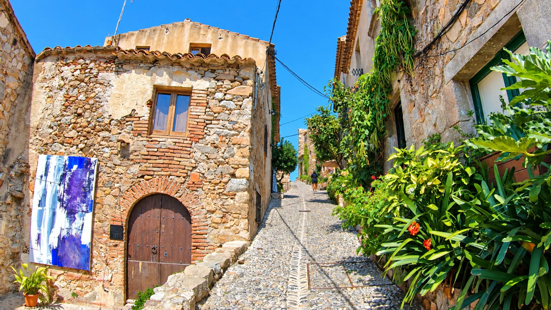 Historic stone streets inside Tossa de Mar’s old town (4K)