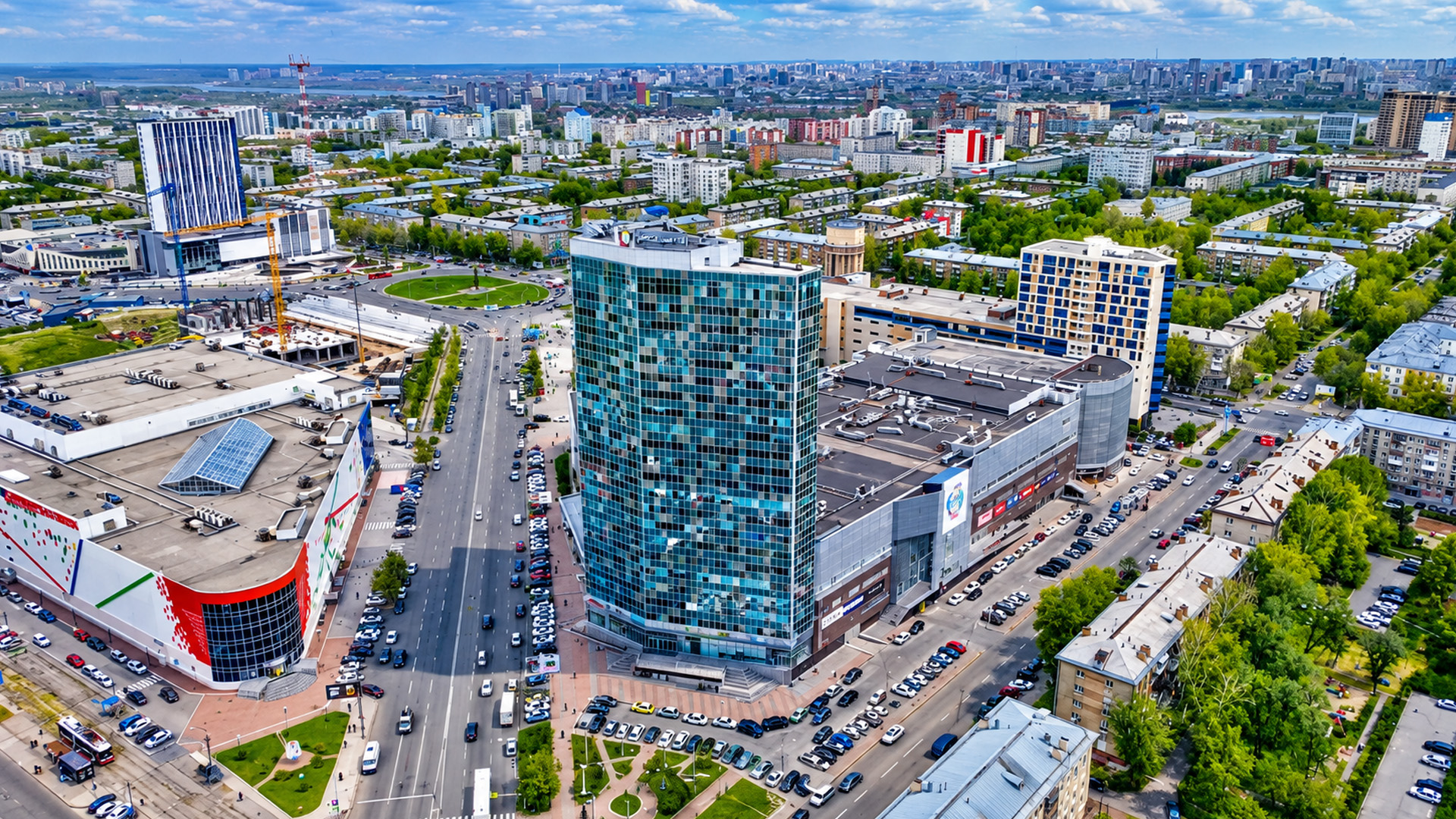 Modern architecture across central Novosibirsk