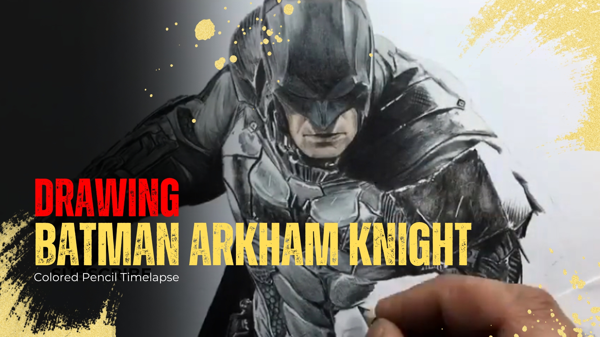Drawing Batman Arkham Knight colored pencil timelapse
