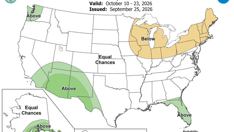 NOAA maps show which states could see a warmer—and wetter—October