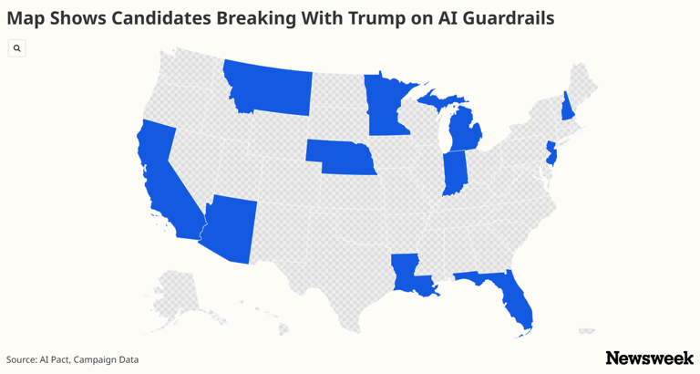 Map shows candidates breaking with Trump on AI guardrails