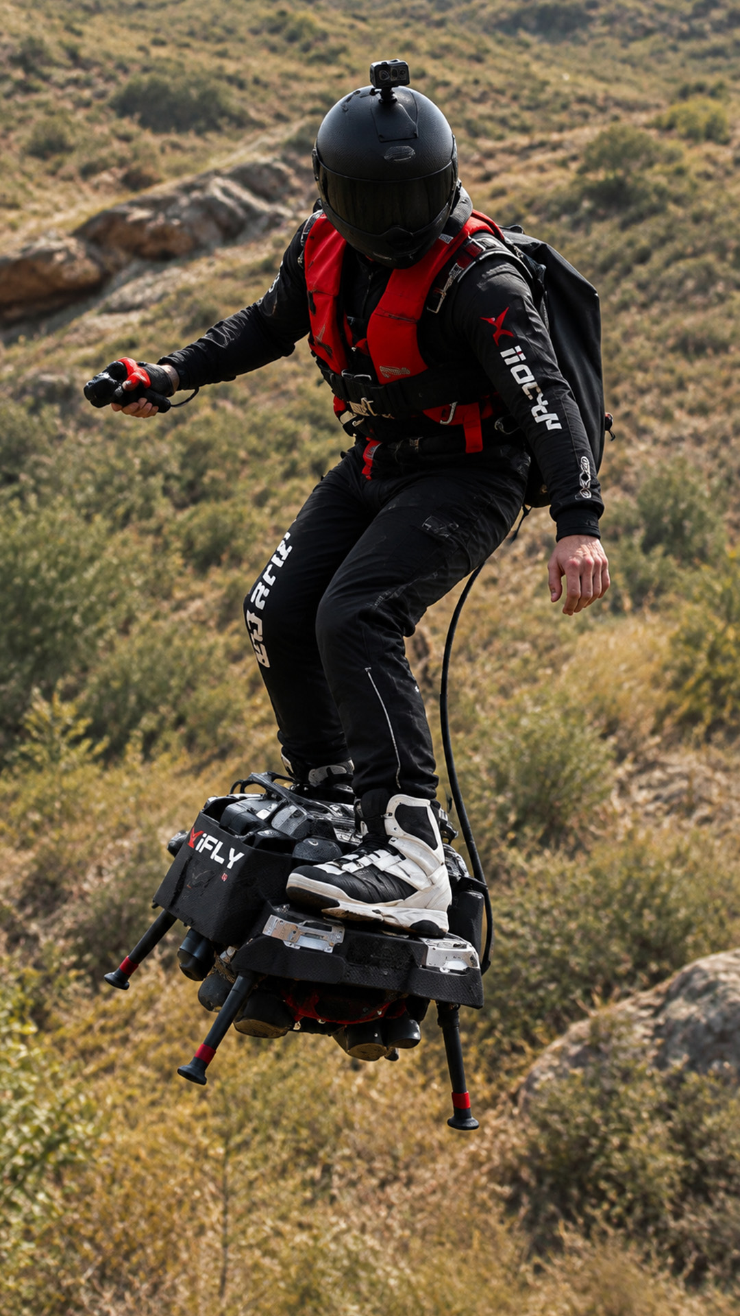 Riding a flyboard backwards is harder than it looks
