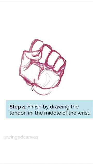 How to draw a closed fist hand in 4 easy steps