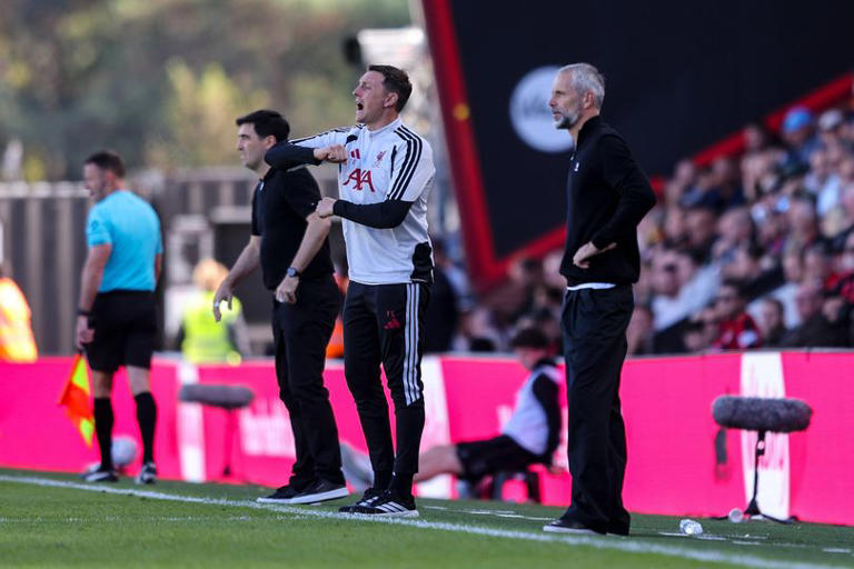 Liverpool first-team coach Tommy Elphick, pictured on the sidelines