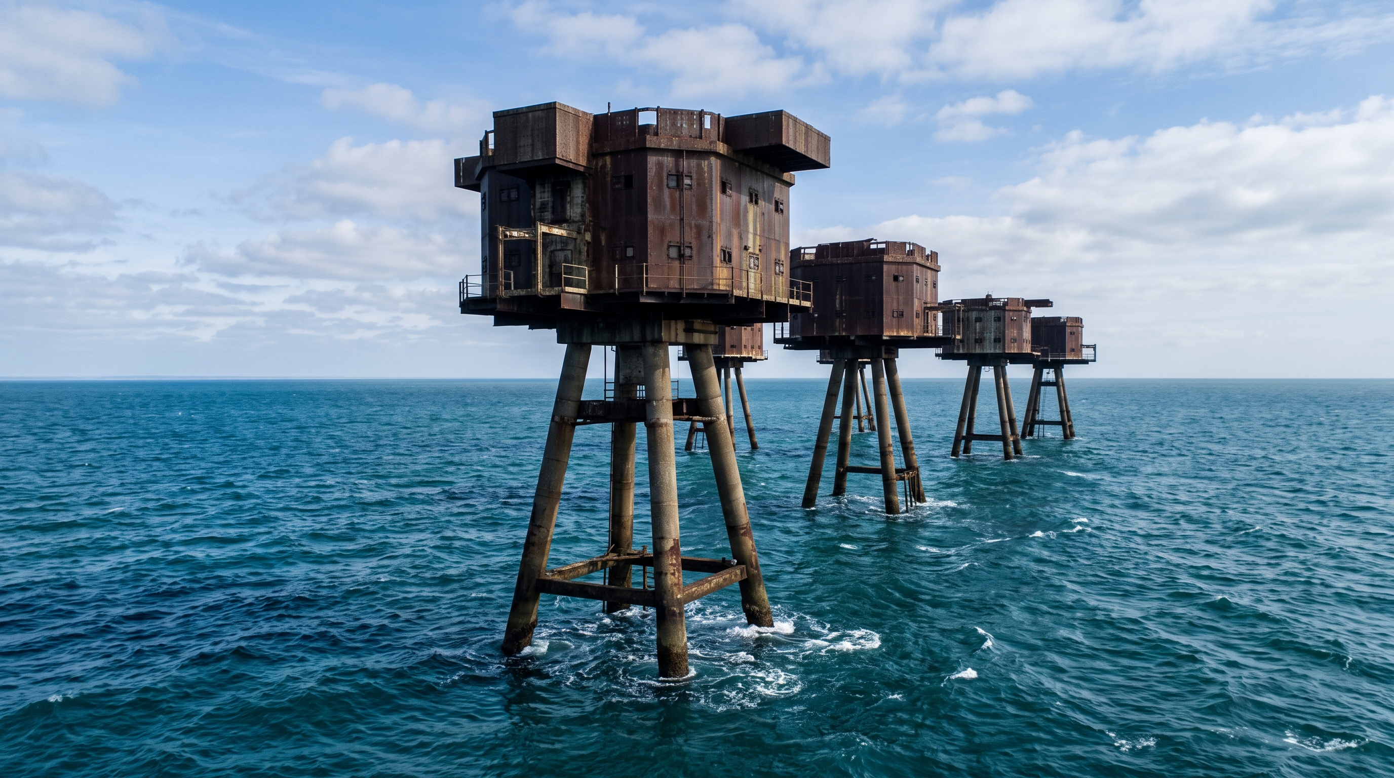 Hauts de quelque 33 mètres et totalement isolés en pleine mer ...