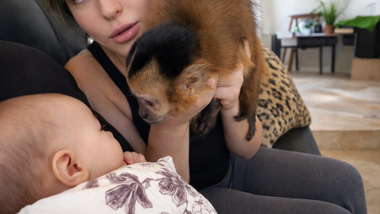 They let the monkeys meet their 2-month-old baby for the first time ...