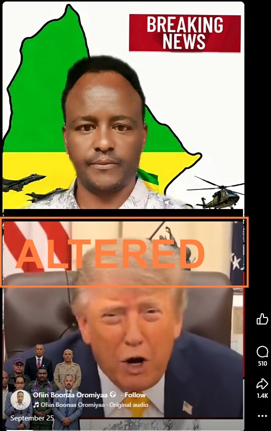 Clip of Trump urging peace in Ethiopia's conflict-hit Tigray is AI-altered