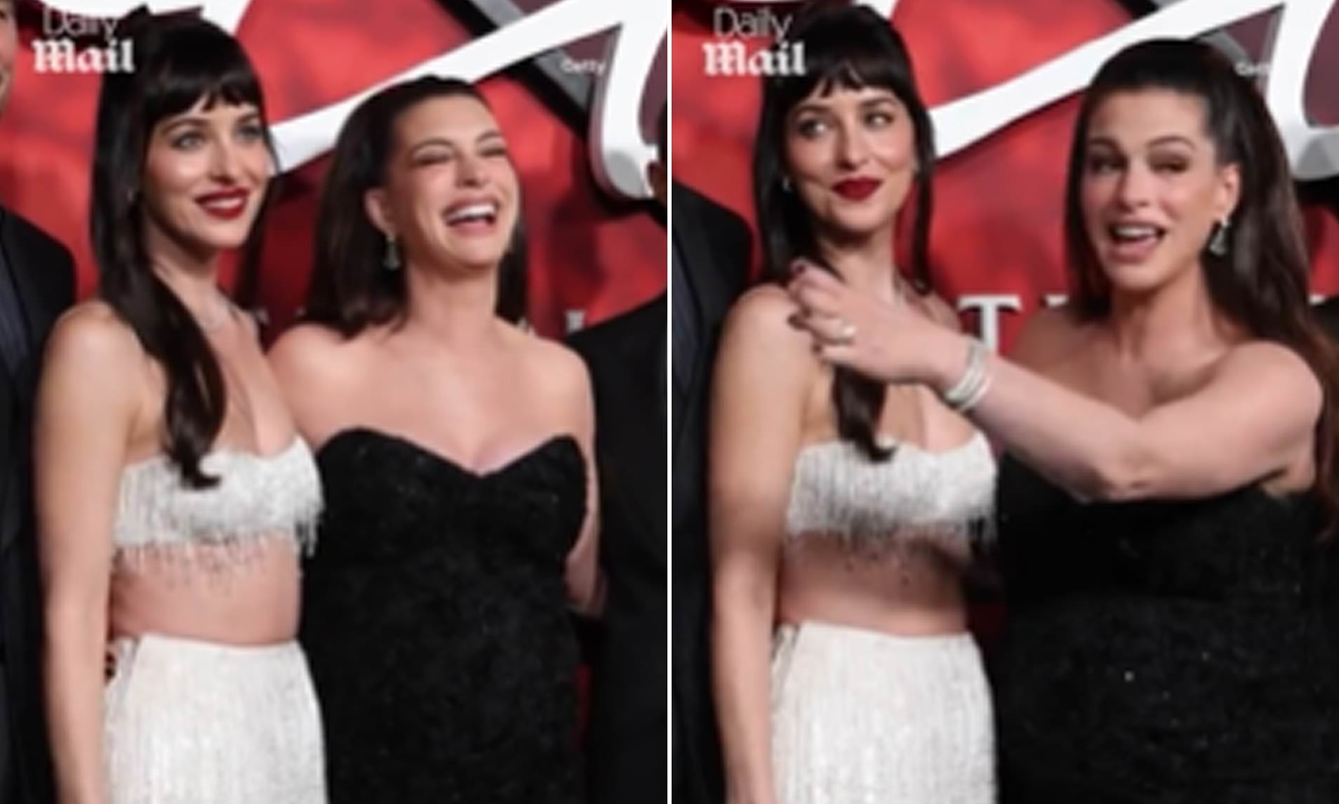 Dakota Johnson appears to run out of patience as Anne Hathaway takes ...