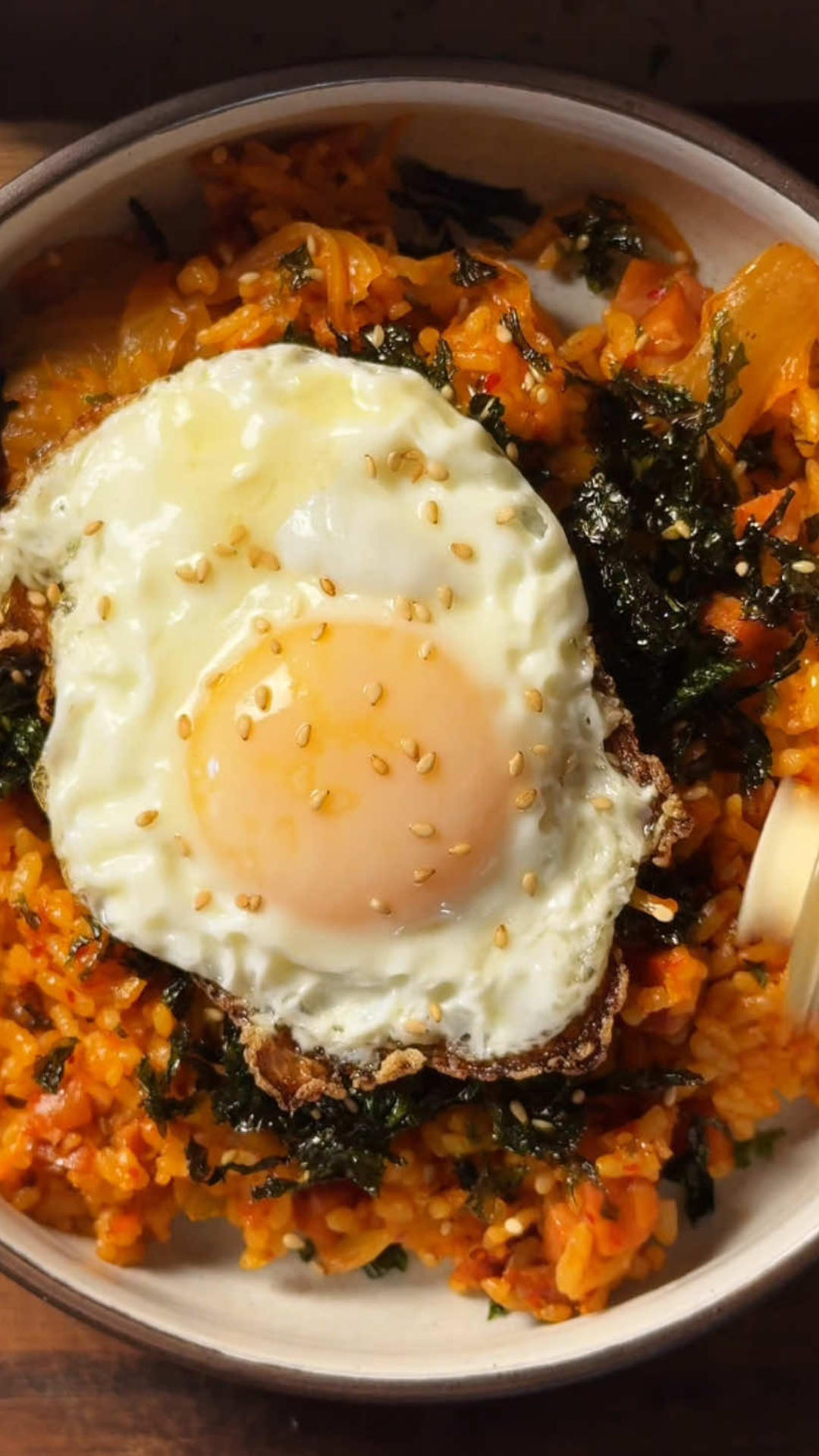 Classic kimchi fried rice with bold Korean flavors