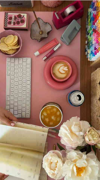 A cozy work from home morning routine and setup
