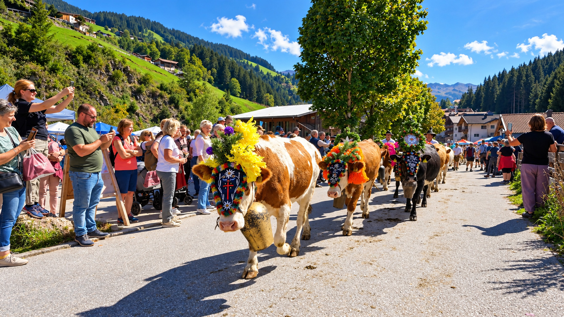 Auffach Wildschönau decorated cow festival Austria (4K)