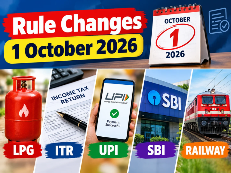 October 2026 Rule Changes: LPG Subsidy, SBI ATM Charges, UPI MDR, FD ...