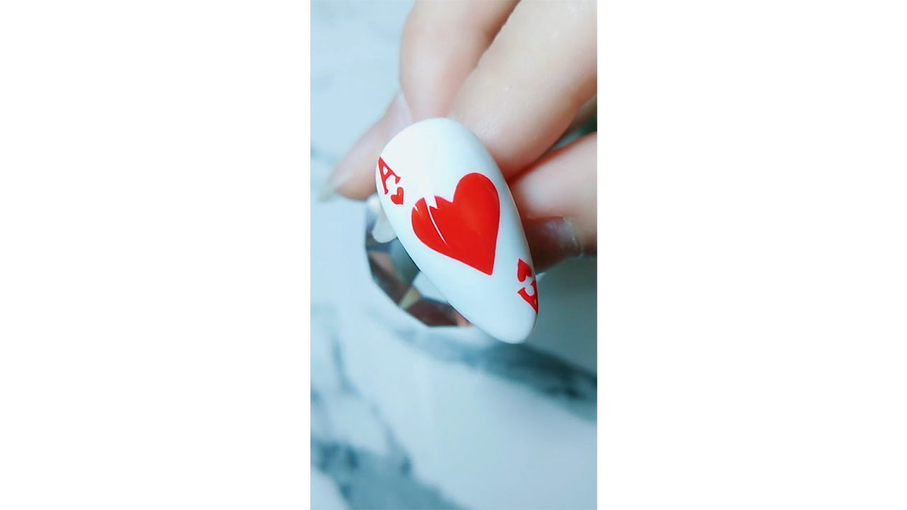 Creating Ace Of Hearts Nails With Bold Red Card Design Result