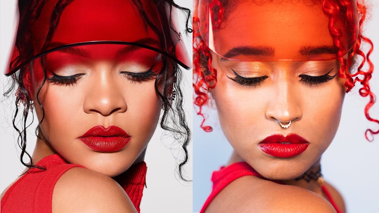 Recreating a red look inspired by Rihanna