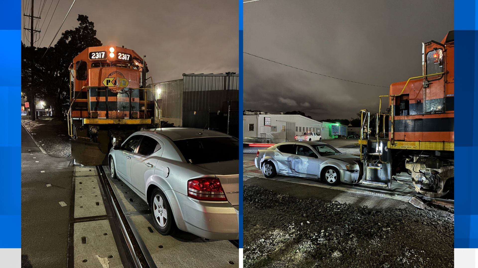 Train hits car stuck on tracks in NE Salem