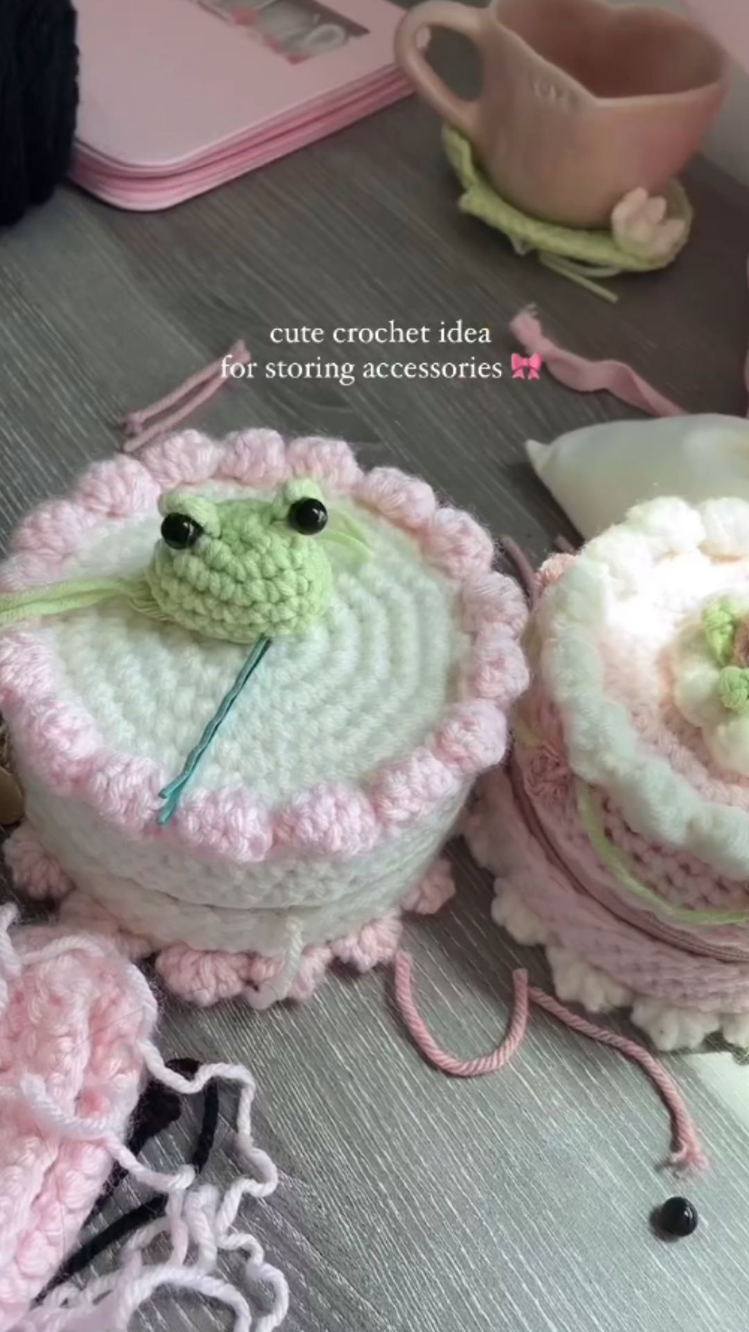 A crochet cake box that doubles as jewelry storage