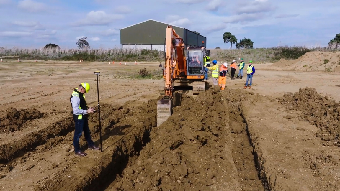 Precision excavation with GPS surveying technology