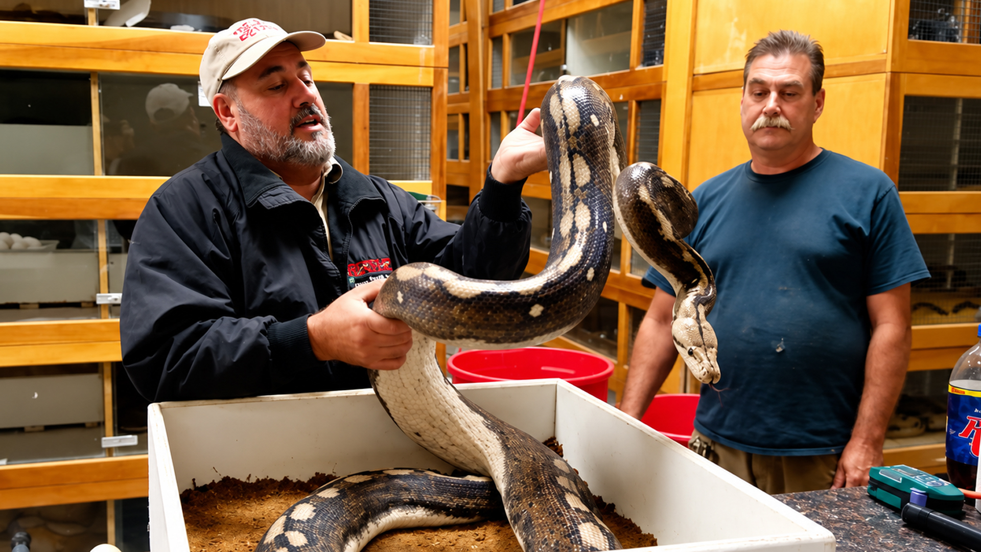 Jay Brewer gets too close to a very grumpy python