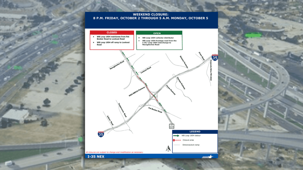 Weekend road closures: Westbound Loop 1604 closure set for weekend ...