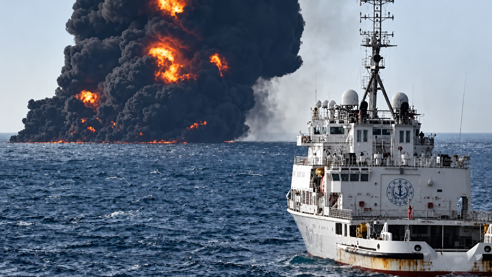 A tanker carrying 1 million liters of fuel hit the ferry… minutes later ...
