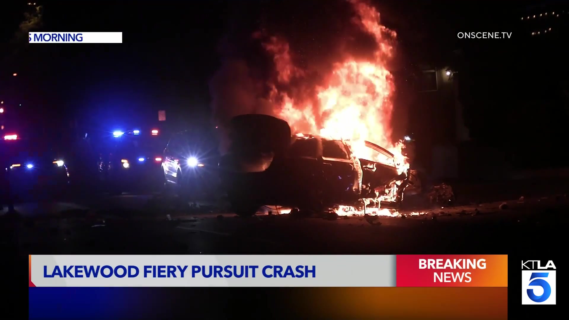Stolen-car chase ends in fiery crash in Lakewood