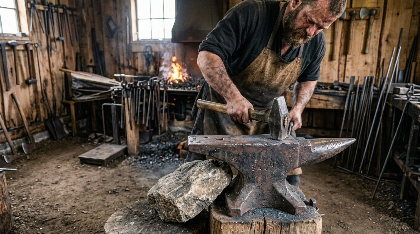 Forging a viking anvil then testing it against rock