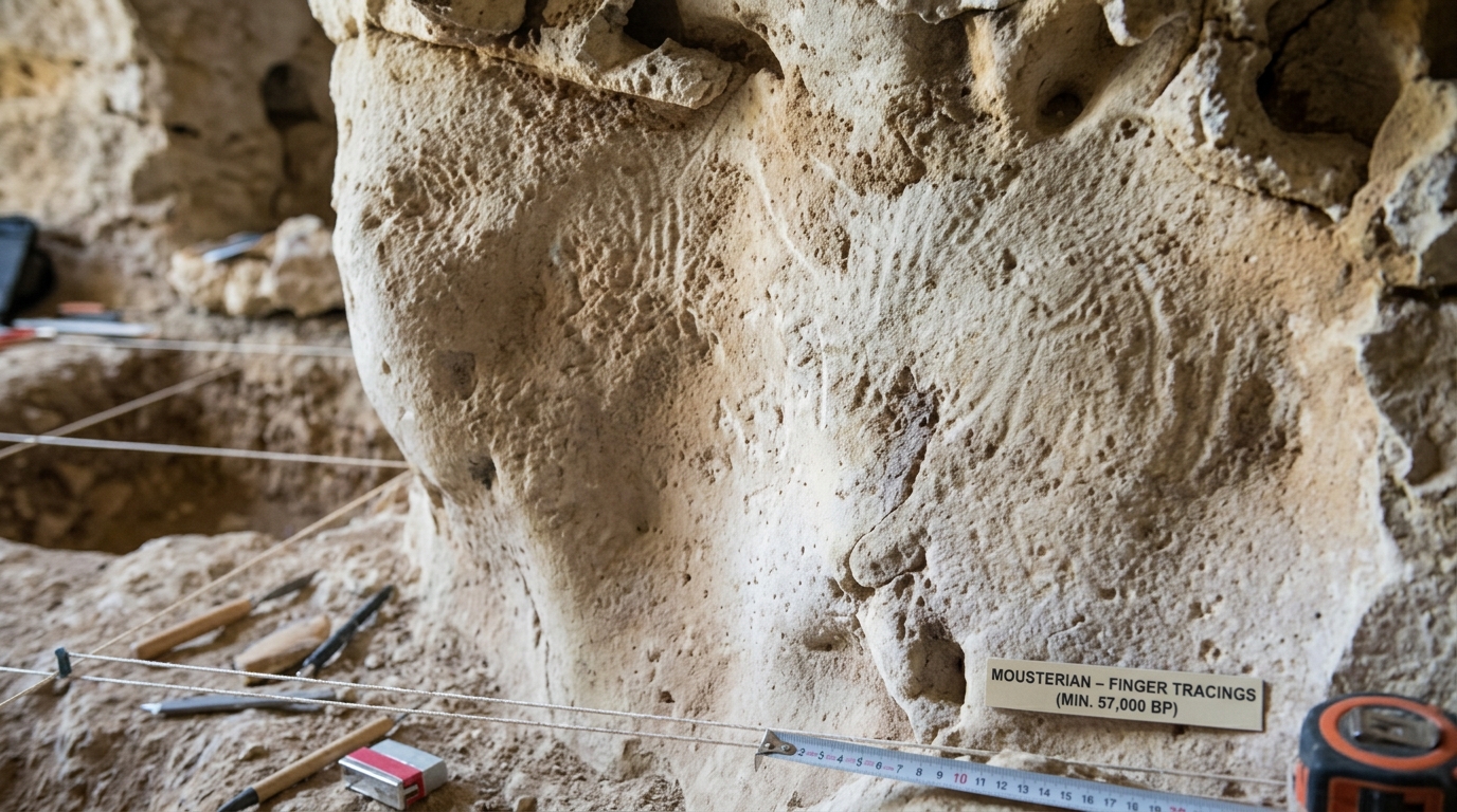 57,000-year cave seal: Neanderthal markings survived beneath France