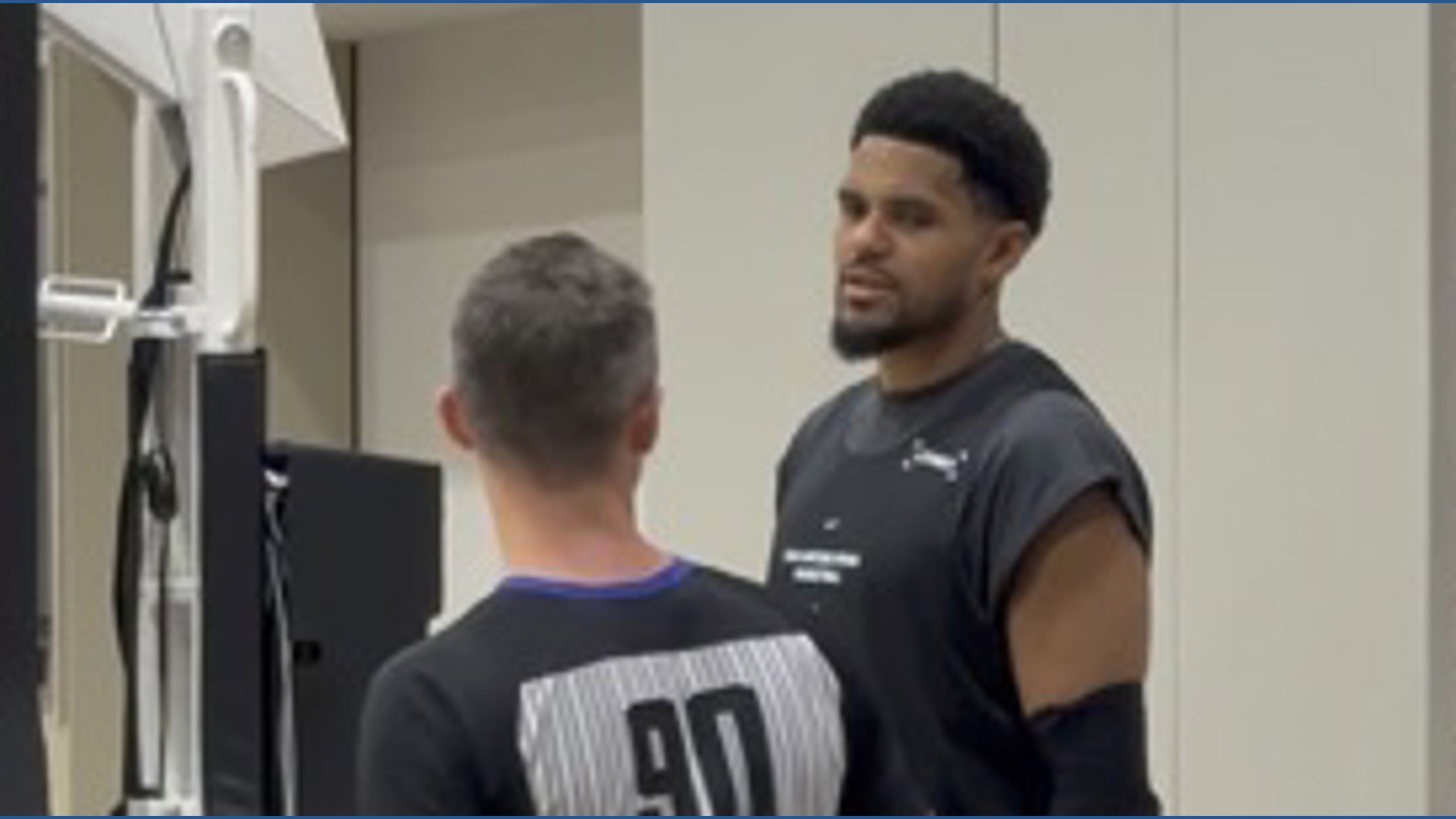 Tobias Harris at Spurs training camp practice