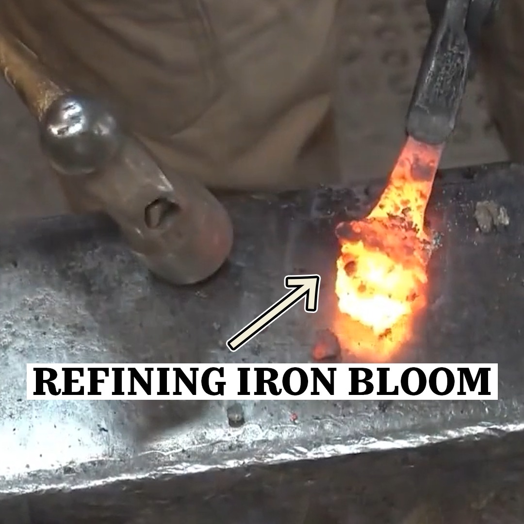 Refining iron bloom into wrought iron