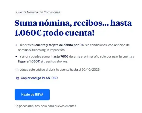 Los bancos aprietan para quedarse con tu nómina en octubre: BBVA llega ...