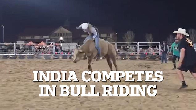 Chris Hemsworth's daughter beats boys in bull-riding competition