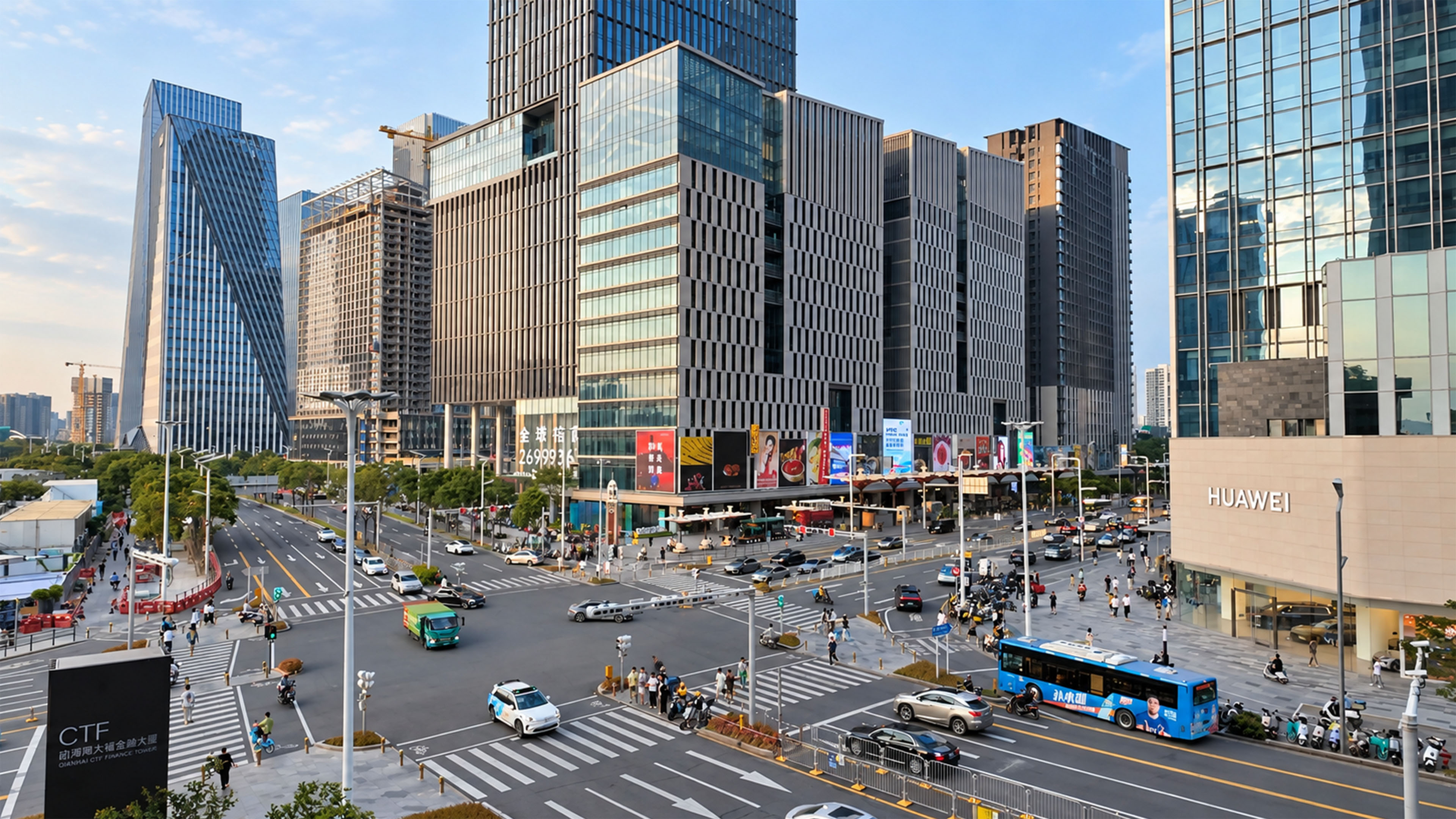 China’s futuristic business towers meet everyday street life