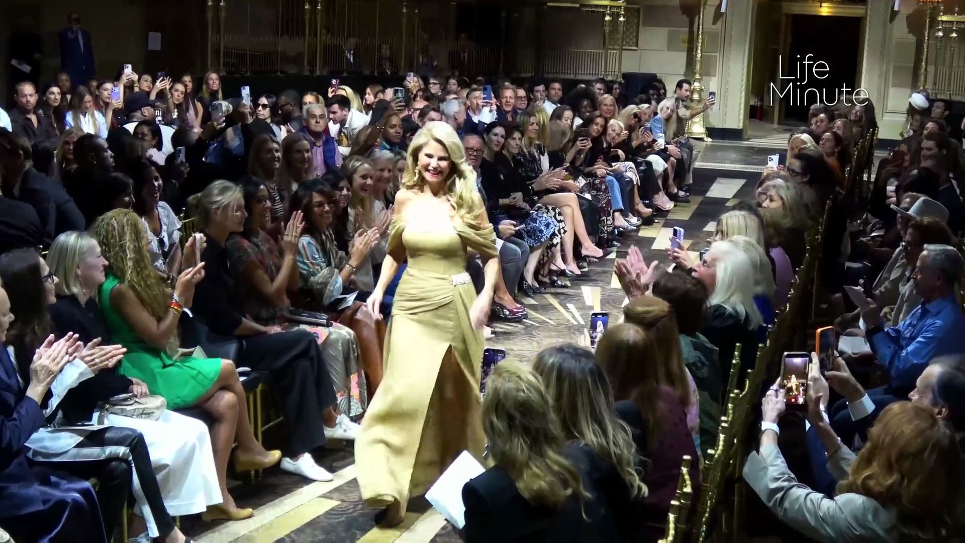 Christie Brinkley closes Dennis Basso’s spring 2027 uptown girl show at ...