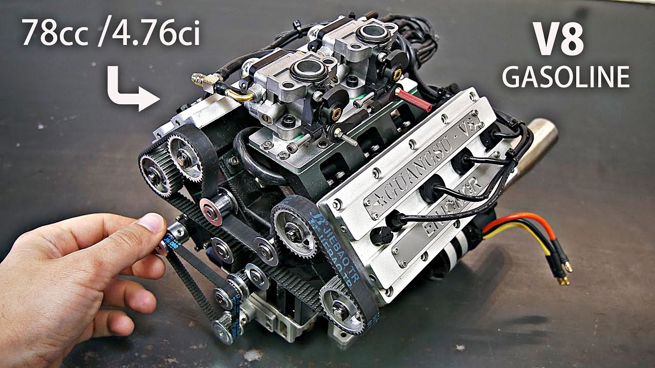 Inside a large scale V8 model engine build