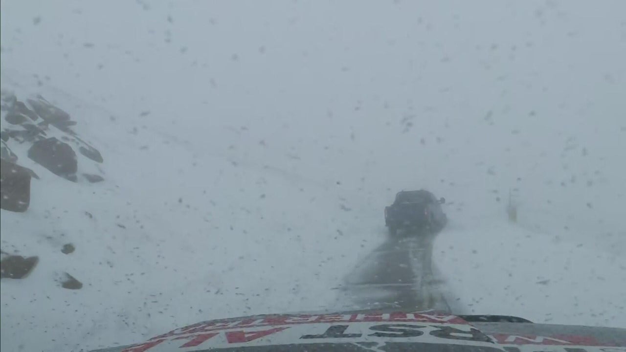 CBS Colorado crew finds accumulating snow on the drive up to the top of ...