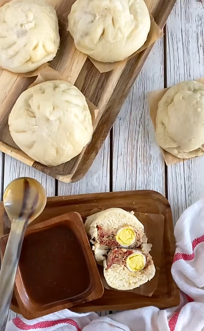 Filipino bola bola siopao with a savory filling