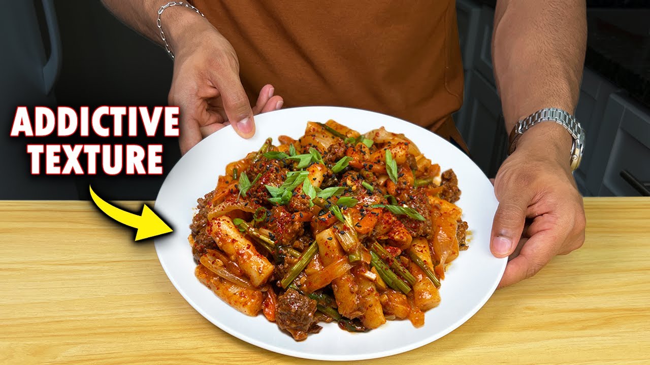 High protein spicy Korean rice cakes for meal prep