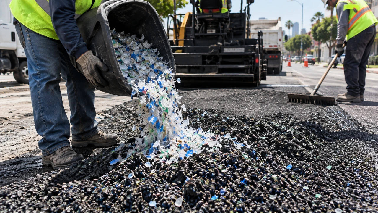 Los Angeles plastic road trial: PET binder recycles asphalt in place ...